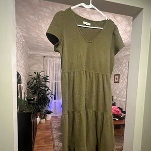 Seersucker V-Neck Midi Dress Madewell Medium